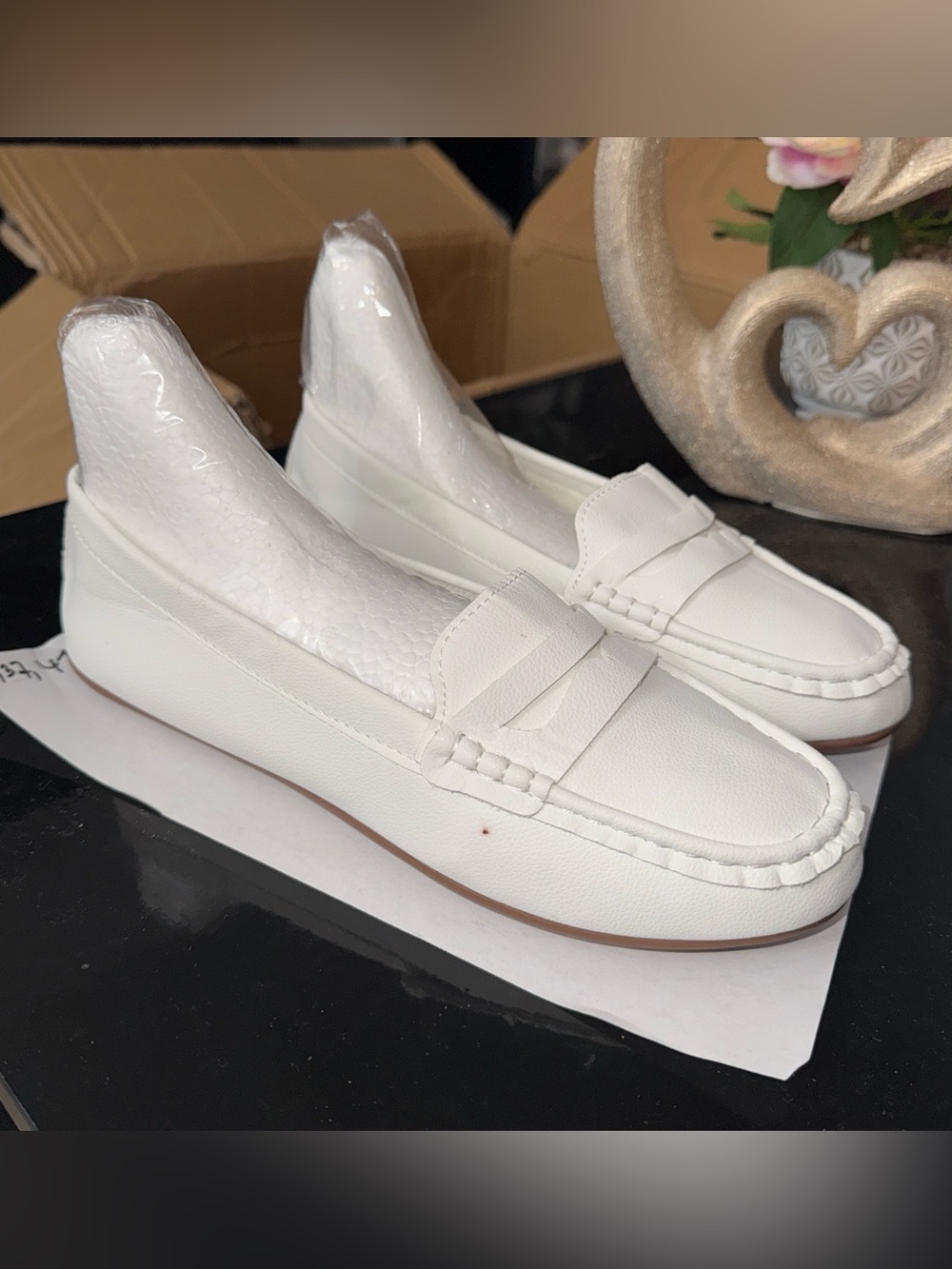 Classic White Leather Penny Loafers for Women